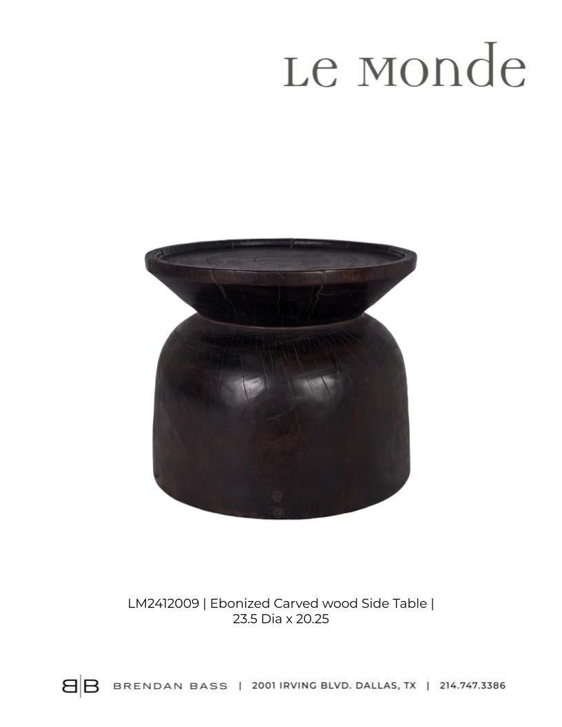 Ebonized Carved Wood Side Table