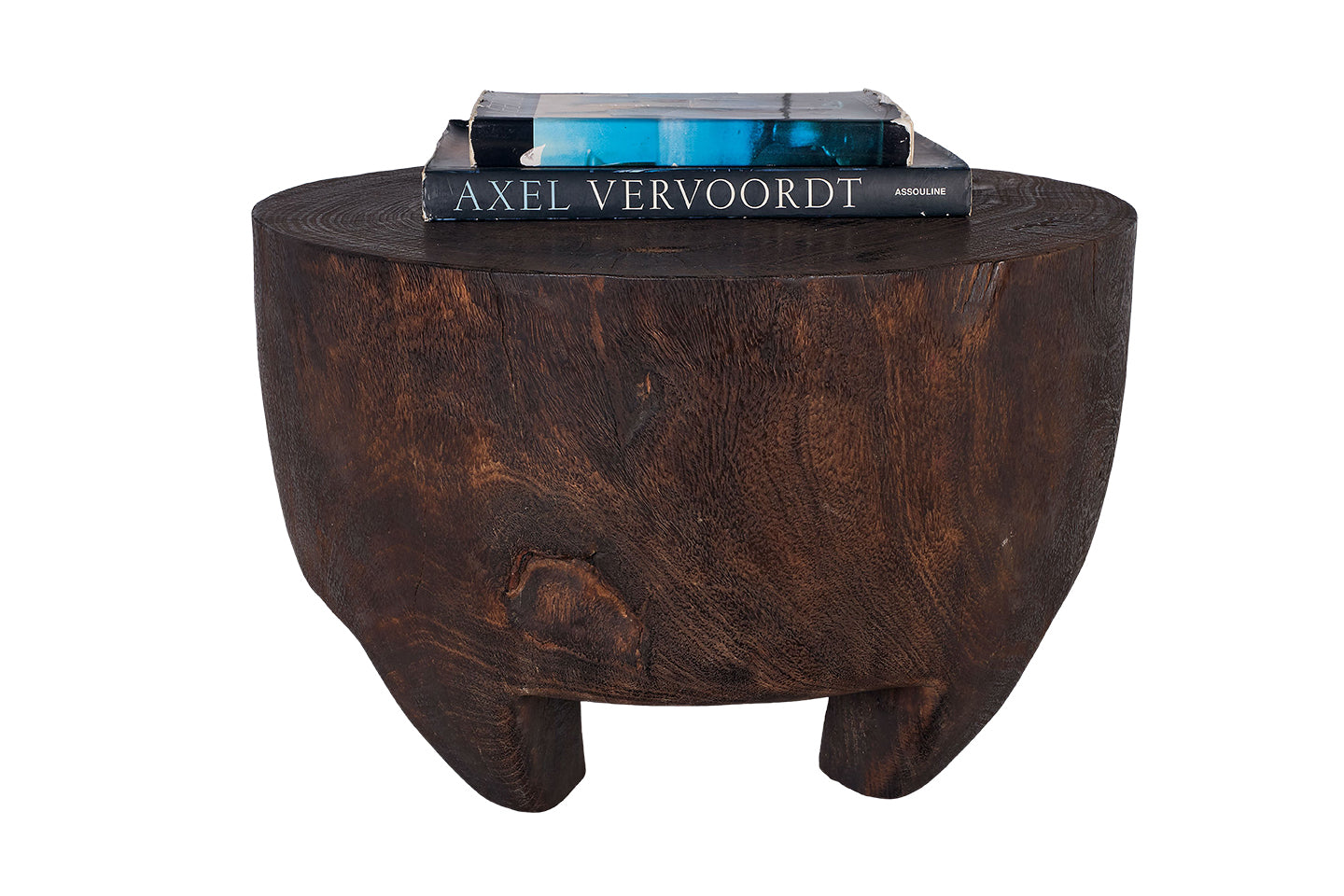 Weathered Lychee Kettle Drum Wood End Table