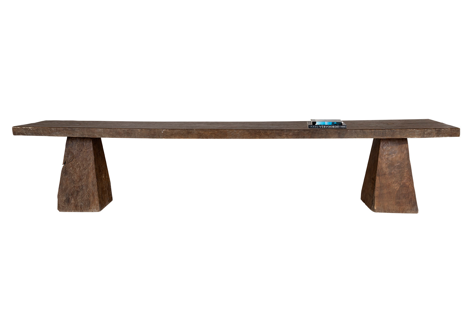 Elm Console Table with Geometric Double Pedestal Base