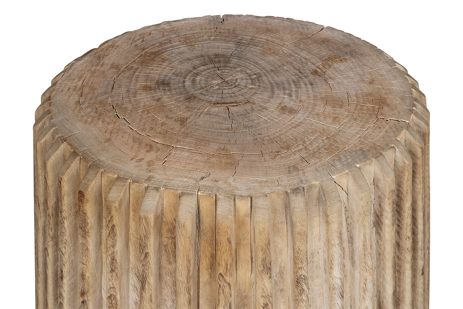 Dime Edge Bleached Lychee Wood Side Table