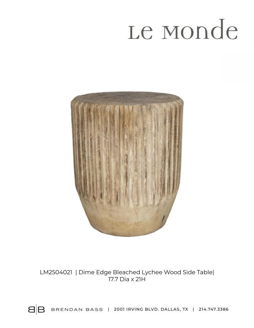 Dime Edge Bleached Lychee Wood Side Table