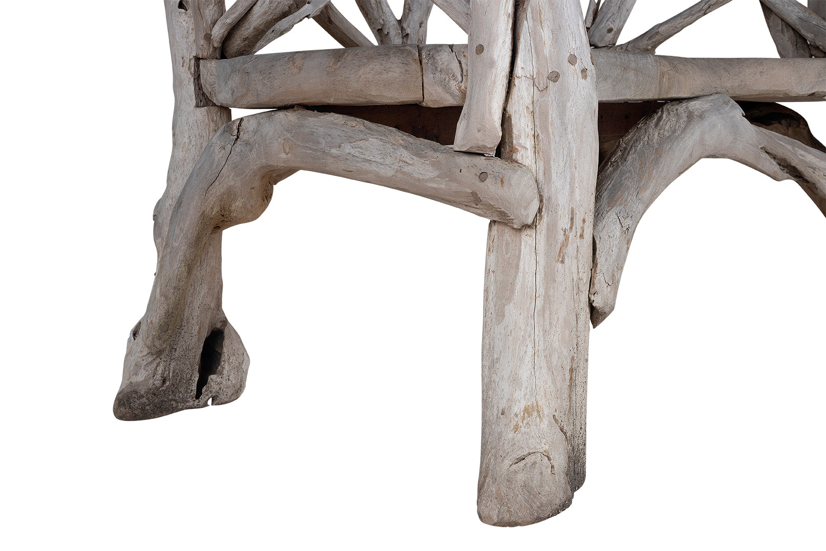 Outdoor Bench with Woven Teak Limbs