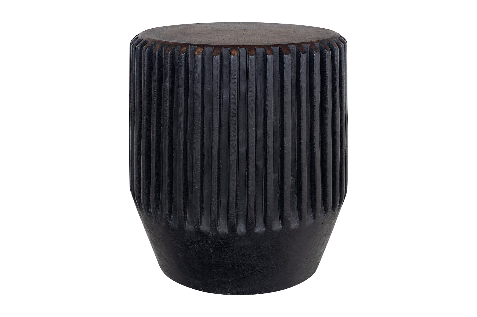 Dime Edge Polished Ebonized Lychee Wood Side Table