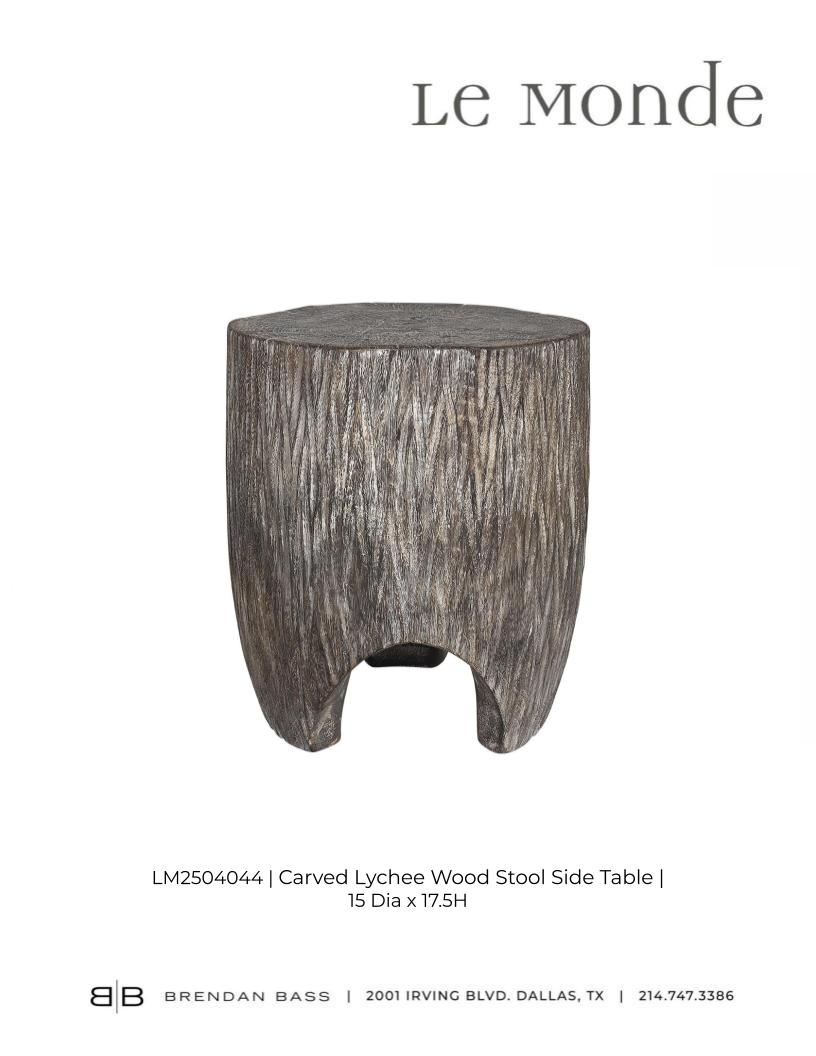 Carved Lychee Wood Side Table