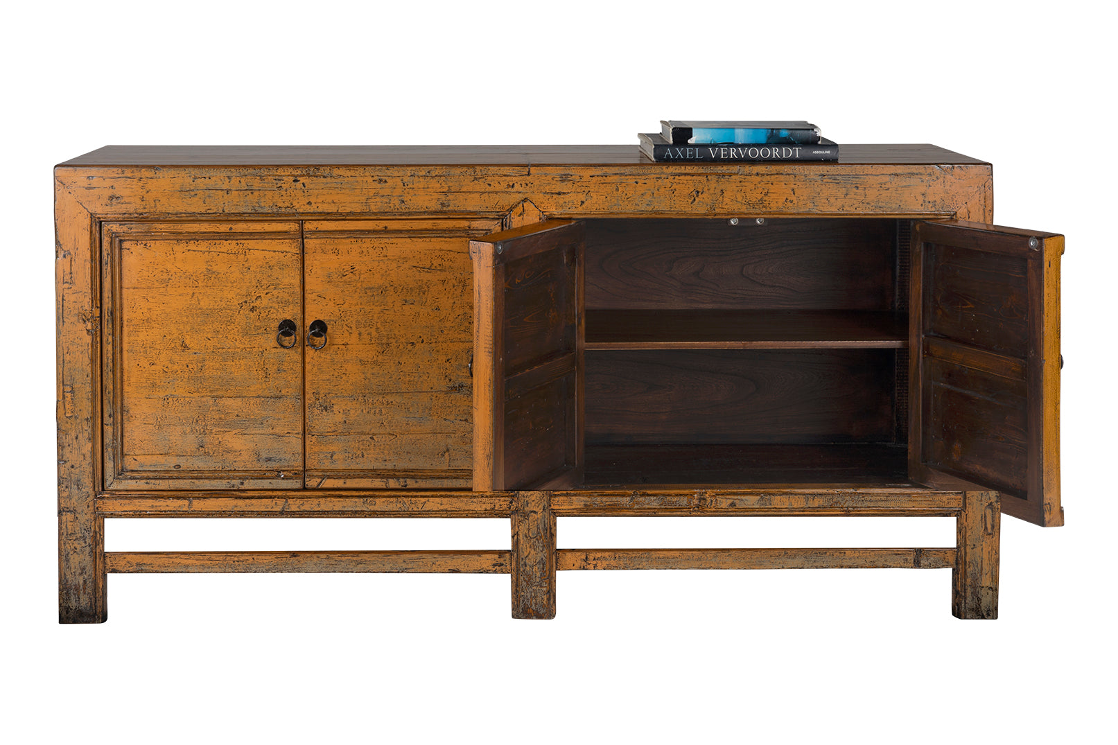Mustard Lacquered Four Door Server in Original Paint Patina