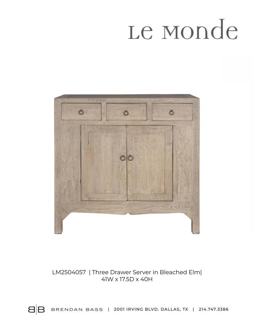 Three Drawer Two Door Server in Bleached Elm