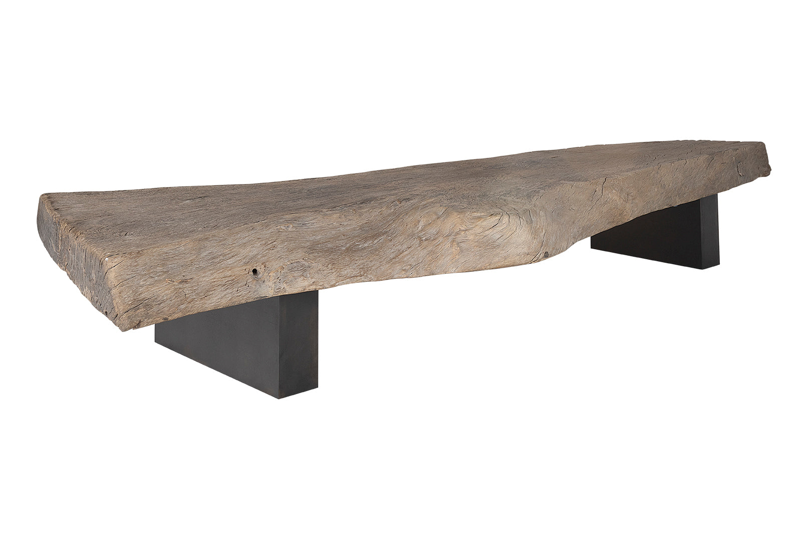 Teak Coffee Table on Metal Base in Bleached Finish