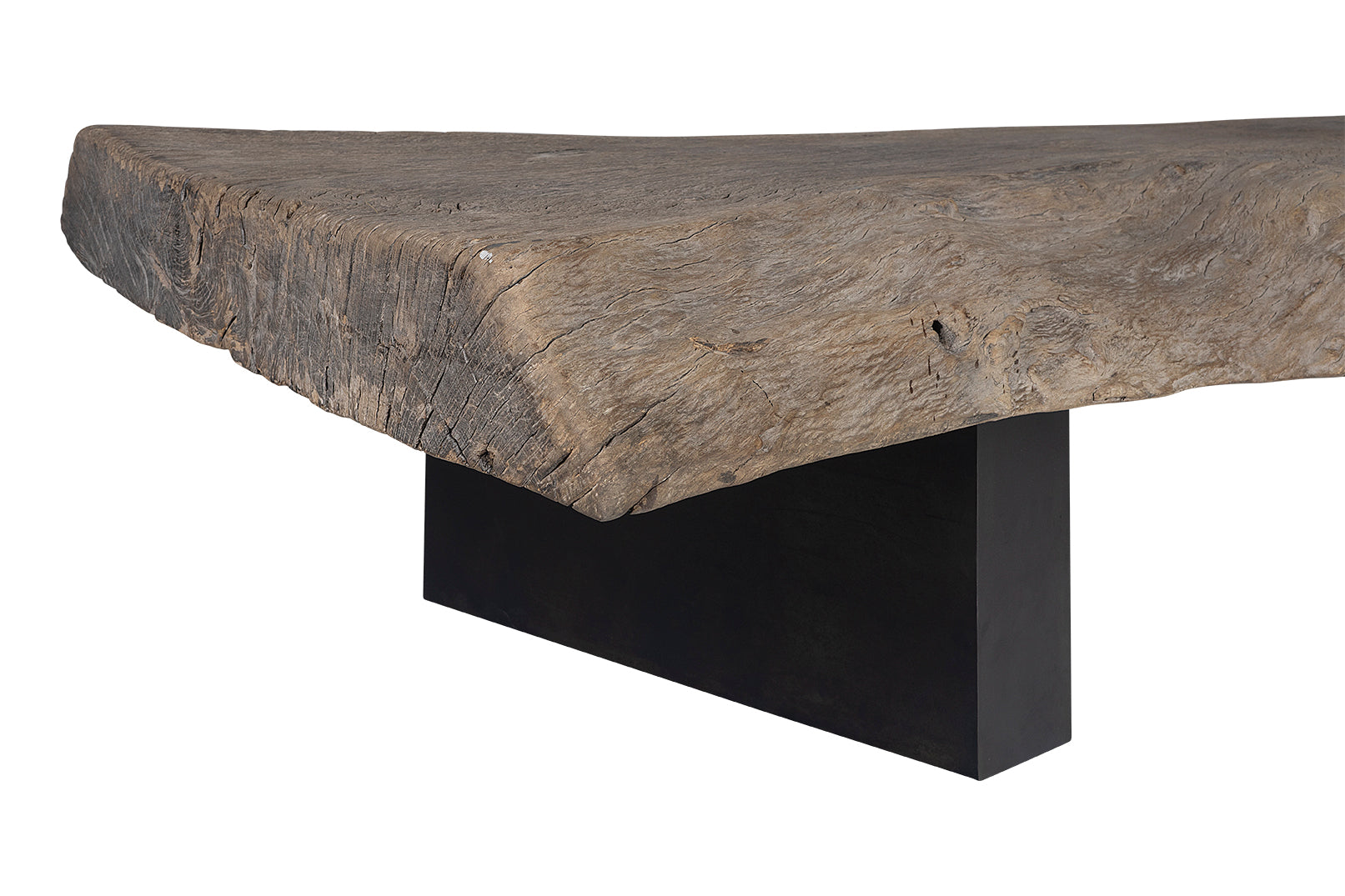 Teak Coffee Table on Metal Base in Bleached Finish