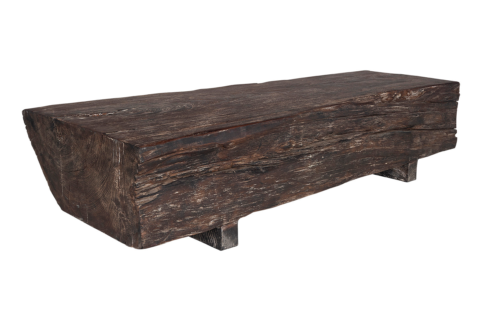 Lychee Wood Coffee Table in Patinated Finish