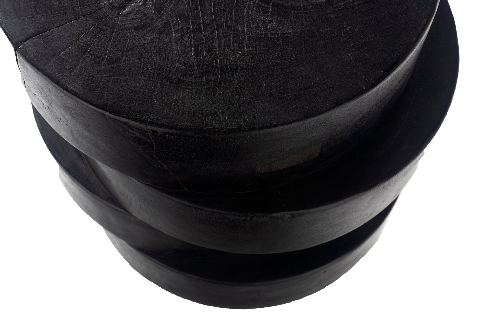 Ebonized Lychee Wood Stacked Design Side Table