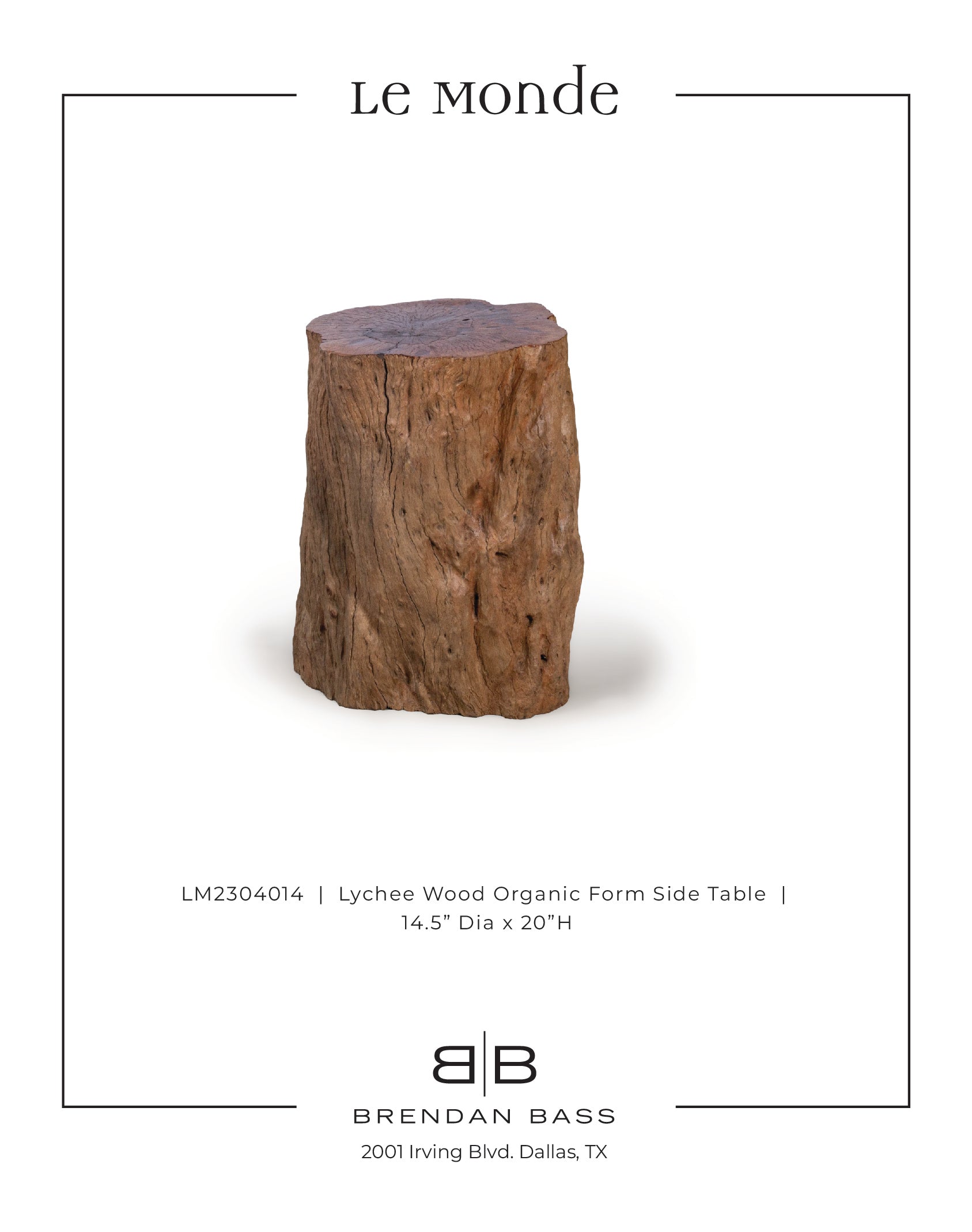 Lychee Wood Organic Form Side Table