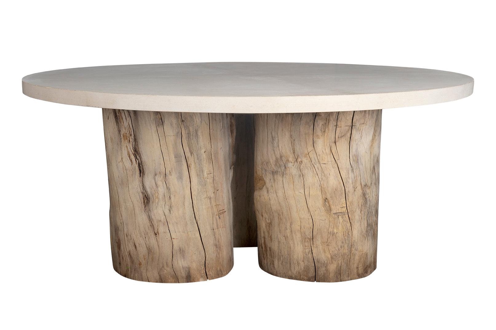 Oak Trunk Base with Lueders Limestone Top Dining Table