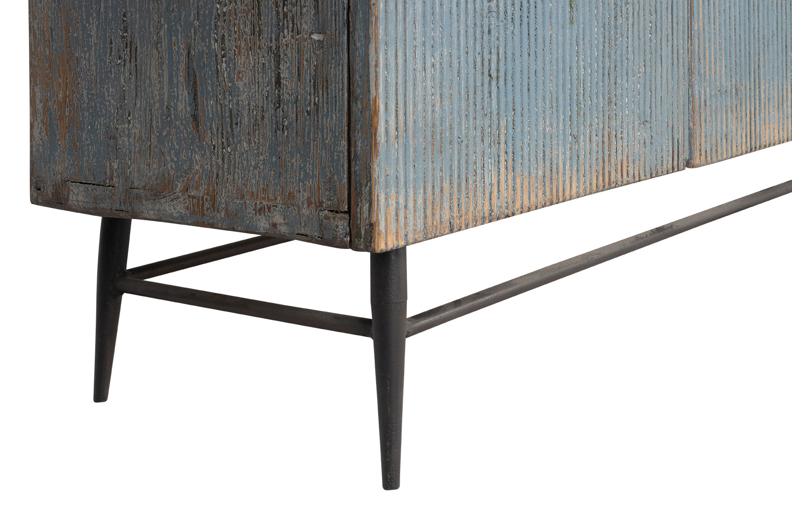 Four Door Reeded Server in Original Paint Patina with Limestone Top
