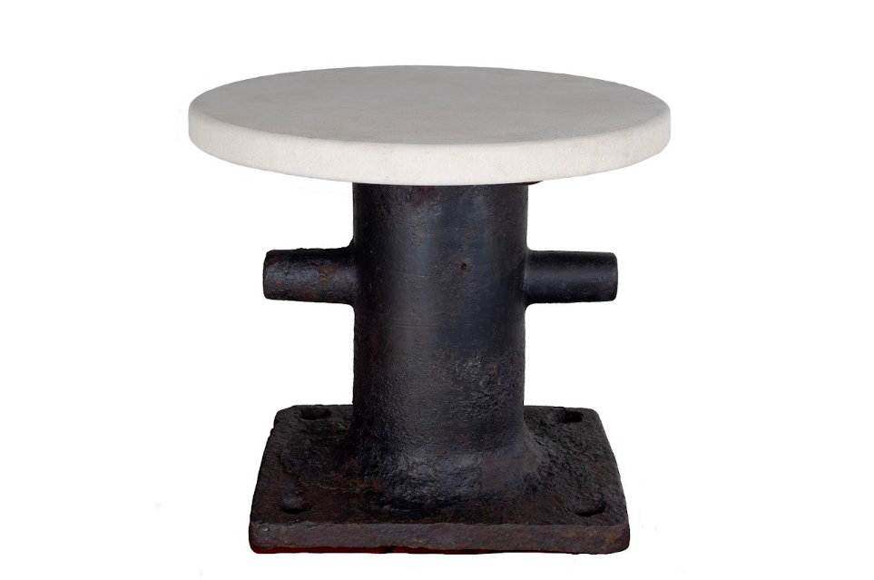 Large Vintage Quay Side Bollard with Limestone Top