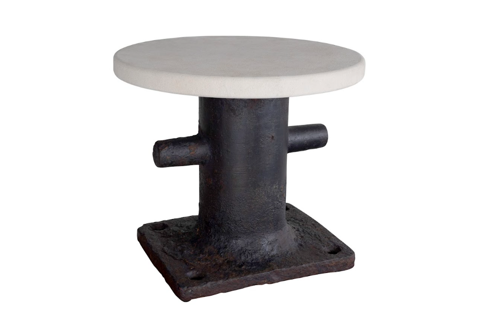 Large Vintage Quay Side Bollard with Limestone Top