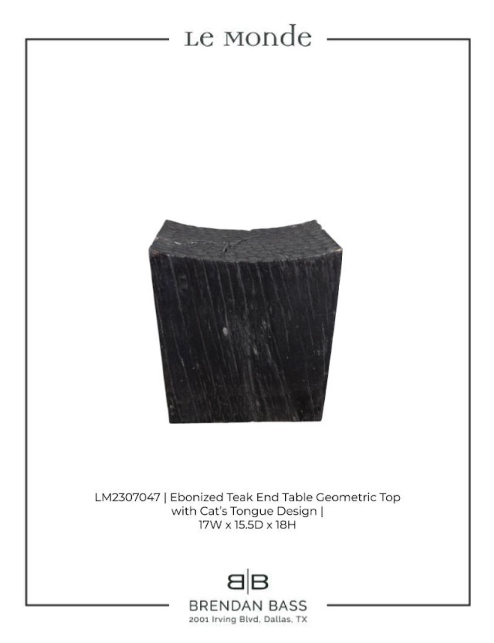 Ebonized Carved Wood Side Table with Butterfly Inlay and Cats Tonge Detail Top