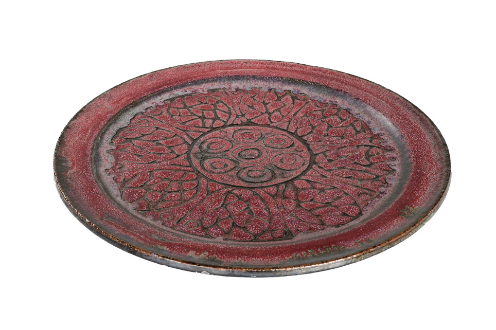 Debossed Large Glazed Terra Cotta Charger