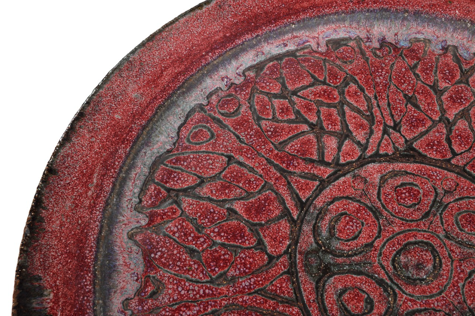 Debossed Large Glazed Terra Cotta Charger