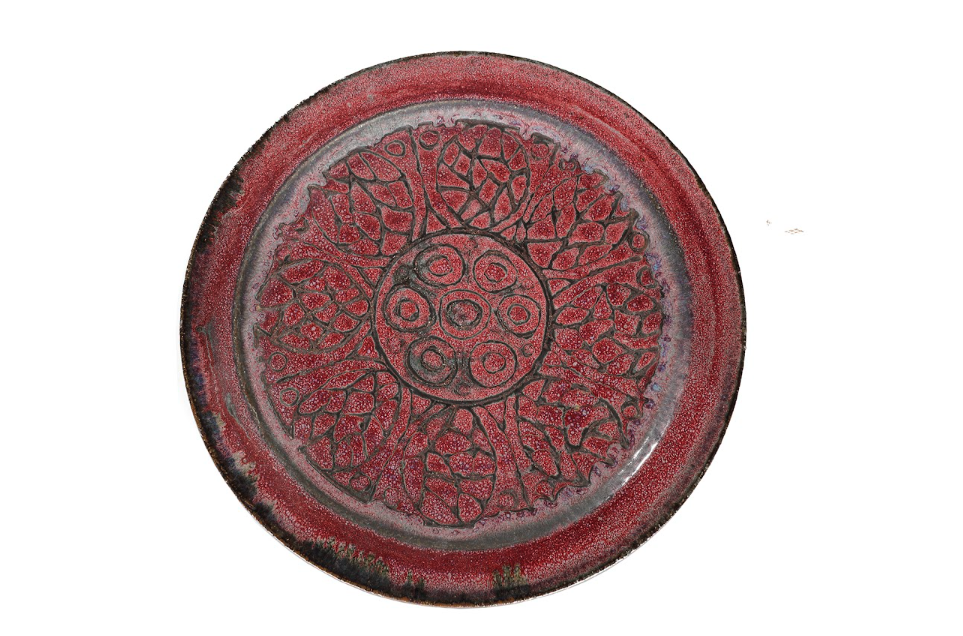 Debossed Large Glazed Terra Cotta Charger