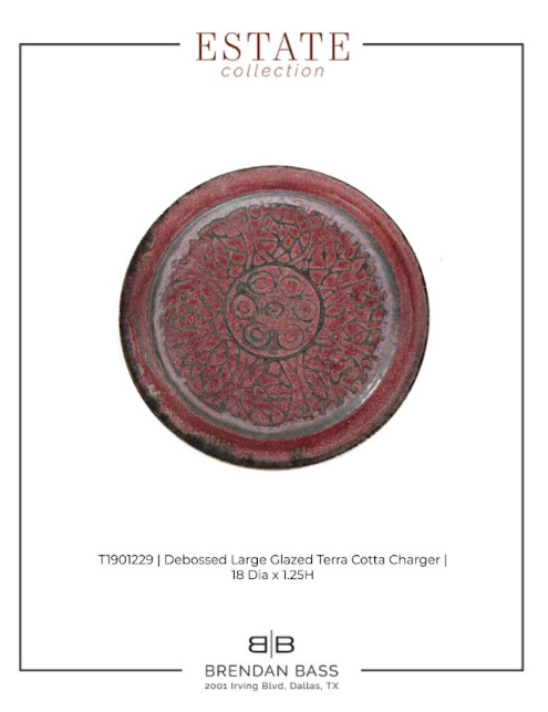 Debossed Large Glazed Terra Cotta Charger