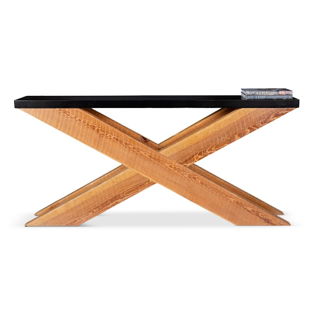 Double X Base Console Table with Stone Top