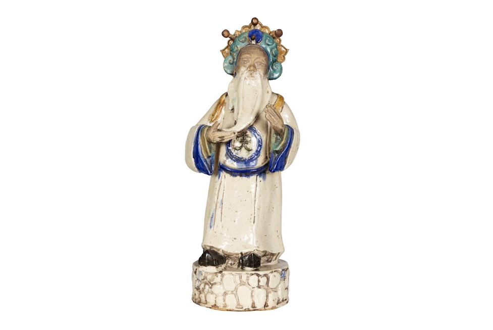 Heavy Sancai Glazed Terra Cotta Wisdom Figure in Tang Dynasty Style