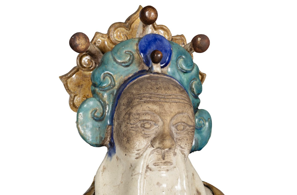 Heavy Sancai Glazed Terra Cotta Wisdom Figure in Tang Dynasty Style