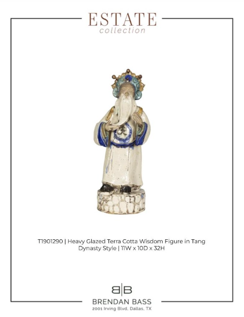 Heavy Sancai Glazed Terra Cotta Wisdom Figure in Tang Dynasty Style