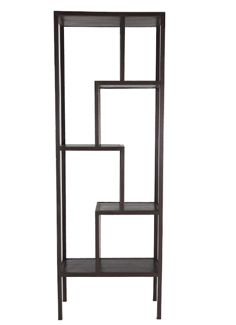 Wood and Steel Offset Bookshelf