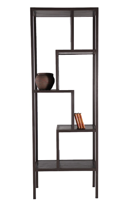 Wood and Steel Offset Bookshelf