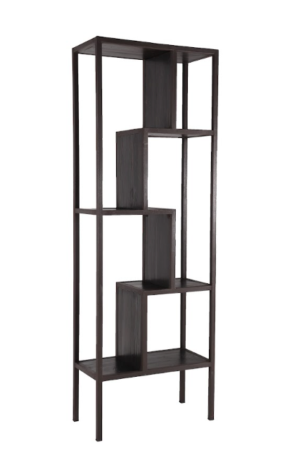 Wood and Steel Offset Bookshelf