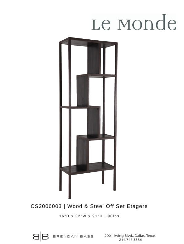 Wood and Steel Offset Bookshelf