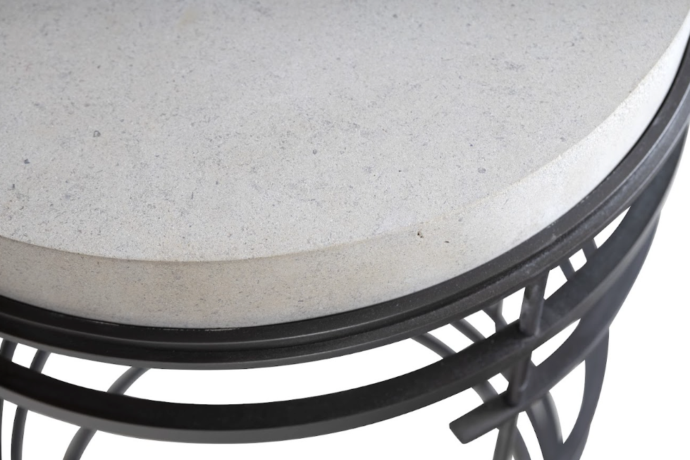 Broken Circle Metal Base with Limestone Top