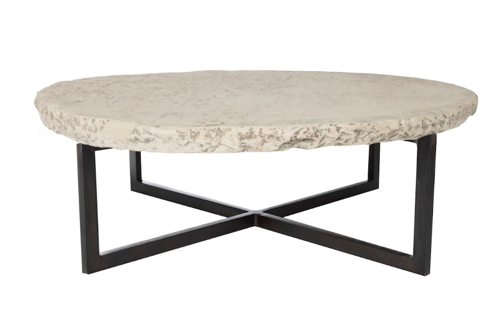 Chalk Stone Top on Ebony Patina Steel Mount