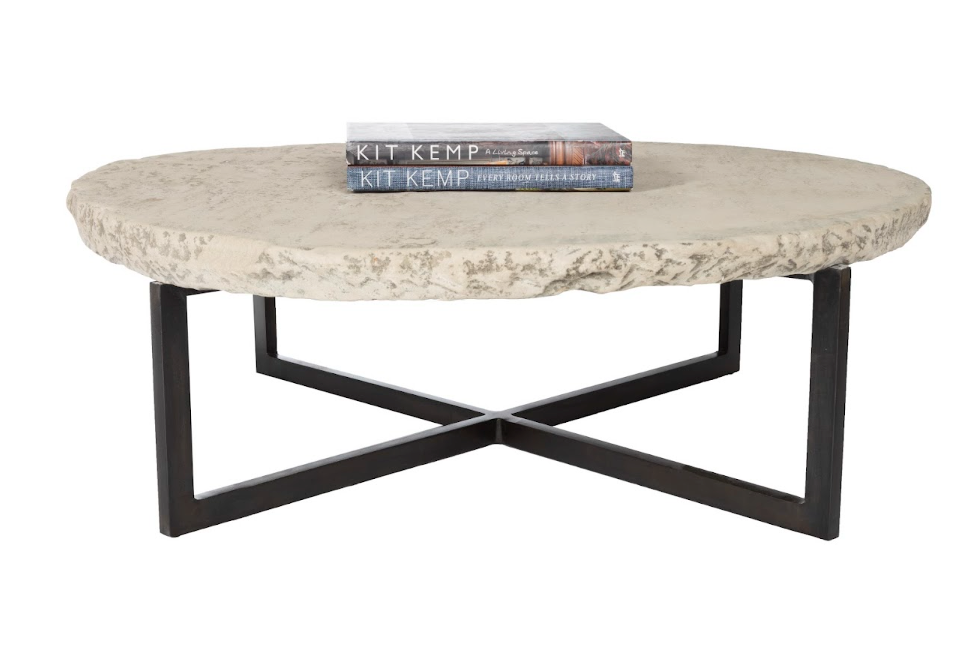 Chalk Stone Top on Ebony Patina Steel Mount