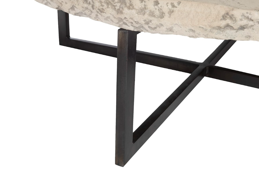 Chalk Stone Top on Ebony Patina Steel Mount
