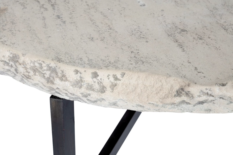 Chalk Stone Top on Ebony Patina Steel Mount