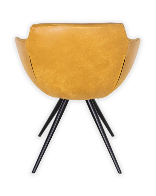Patinated Leather Club Dining Chair, Mustard