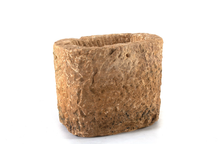 Hand-Carved Stone Milling Bowl, Square