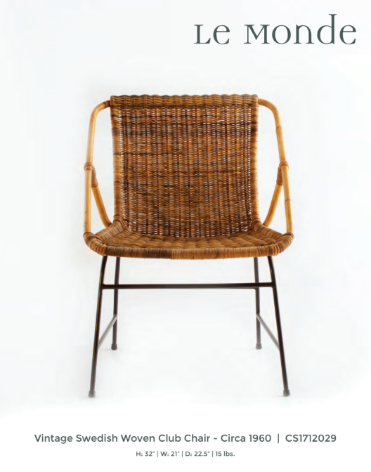 Vintage Swedish Woven Club Chair