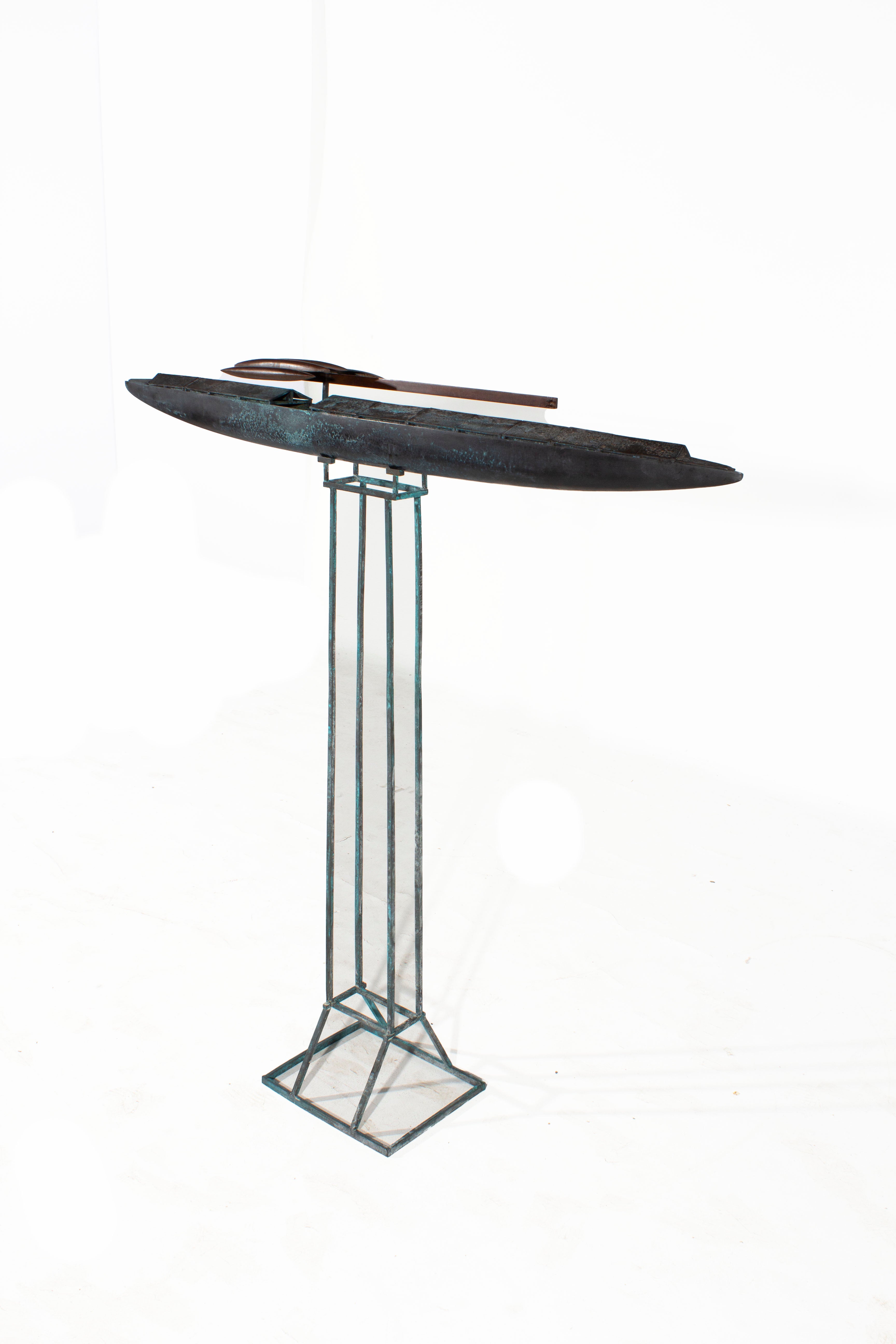 Cast Bronze Fantasy Ship with Iron Torpedos and Iron Stand