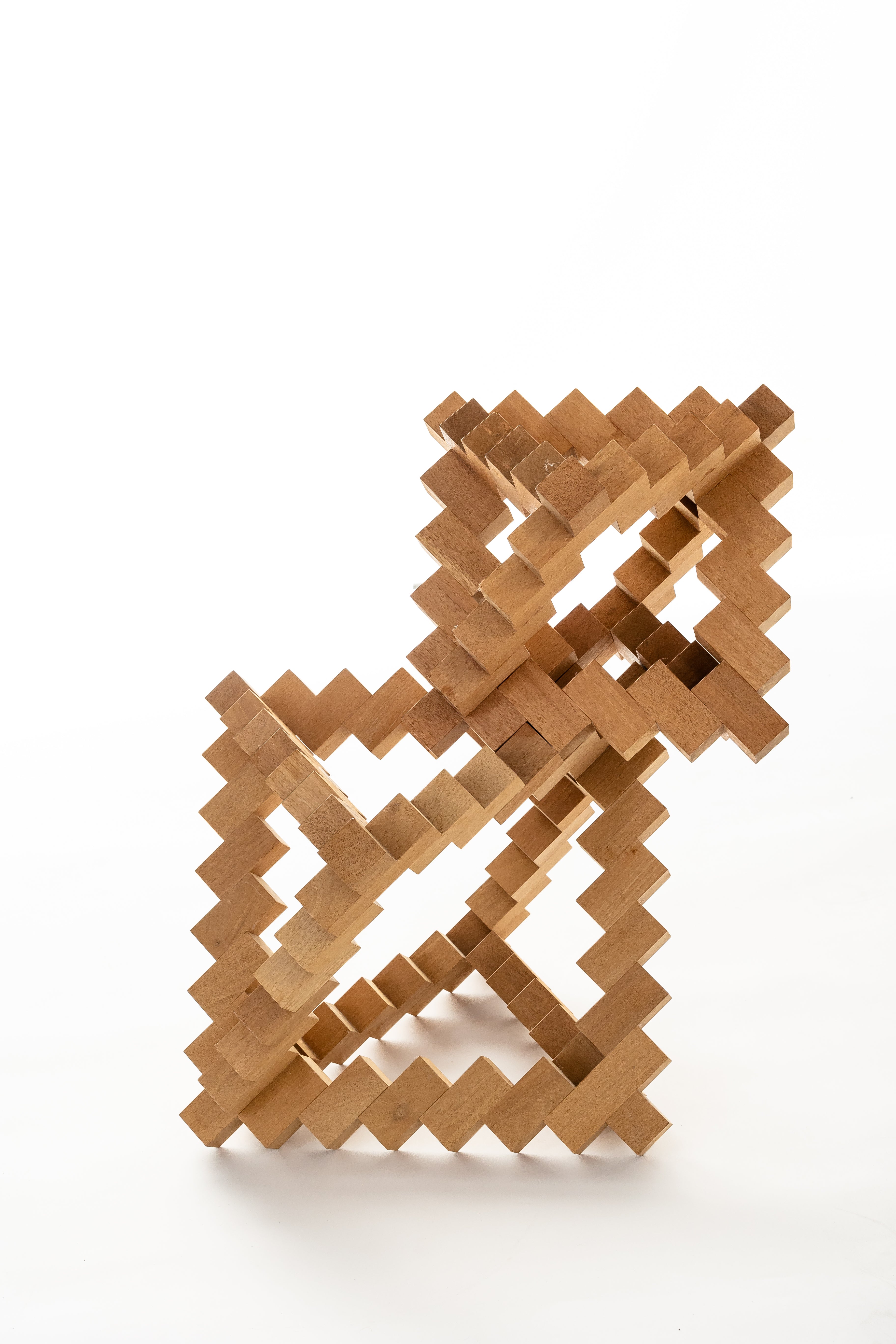 Modern Geometric Wood Sculpture