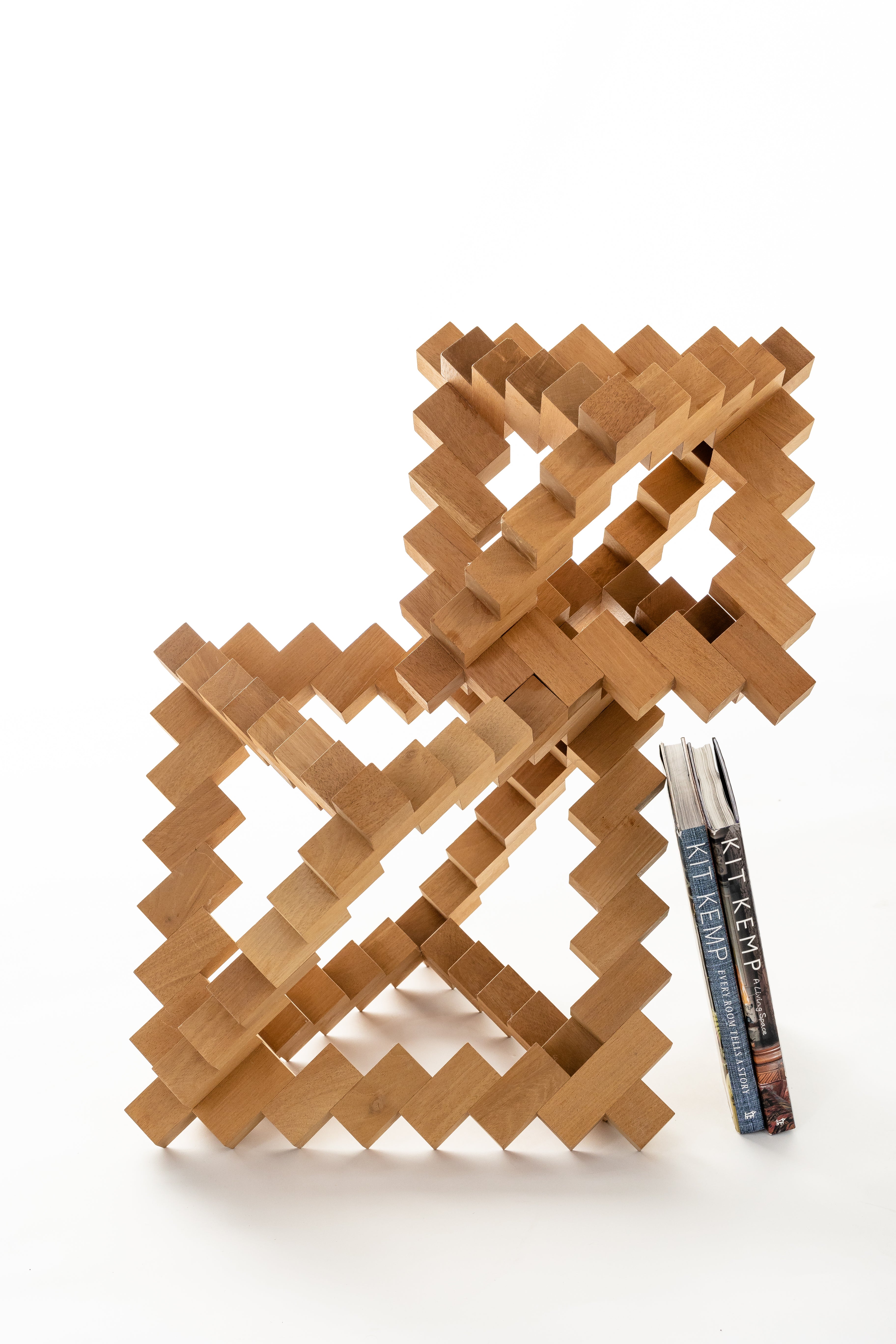 Modern Geometric Wood Sculpture