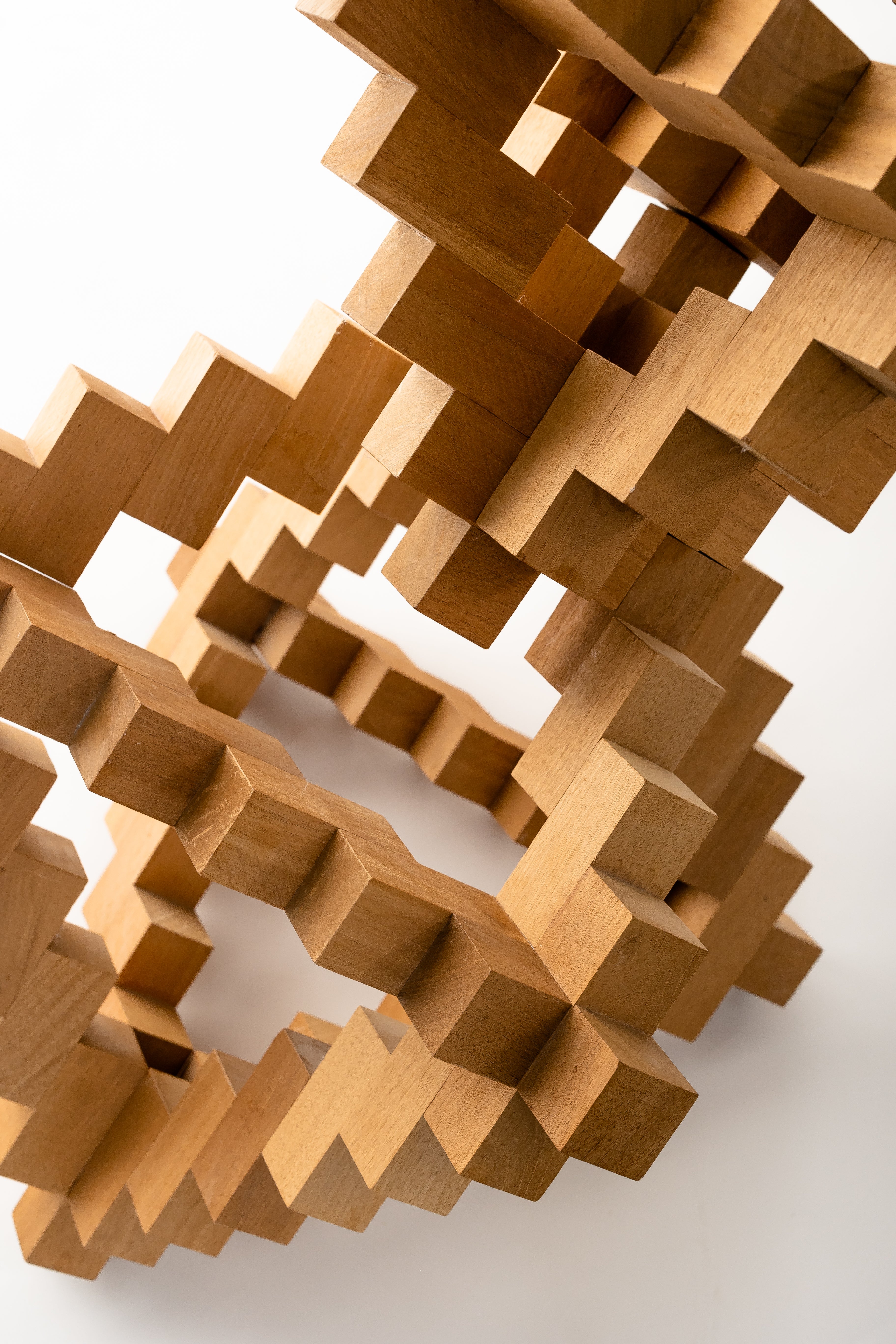 Modern Geometric Wood Sculpture