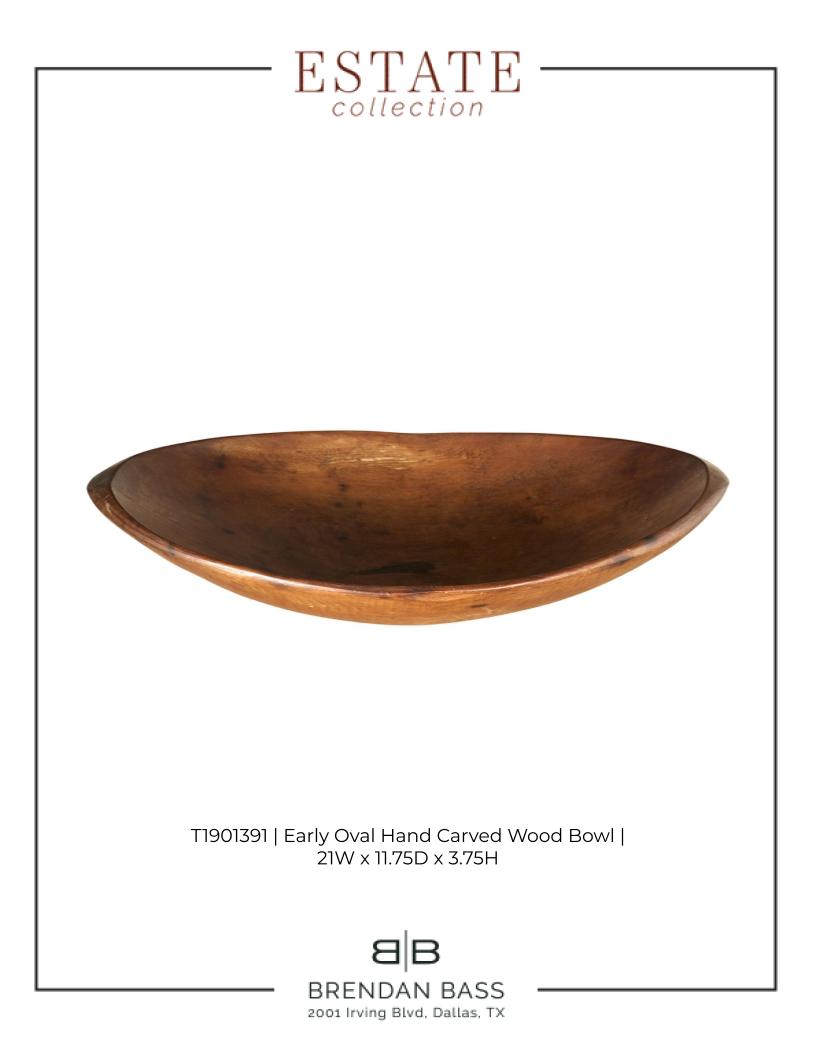 Early Oval Hand Carved Wood Bowl