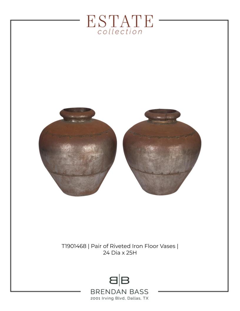 Pair of Riveted Iron Floor Vases
