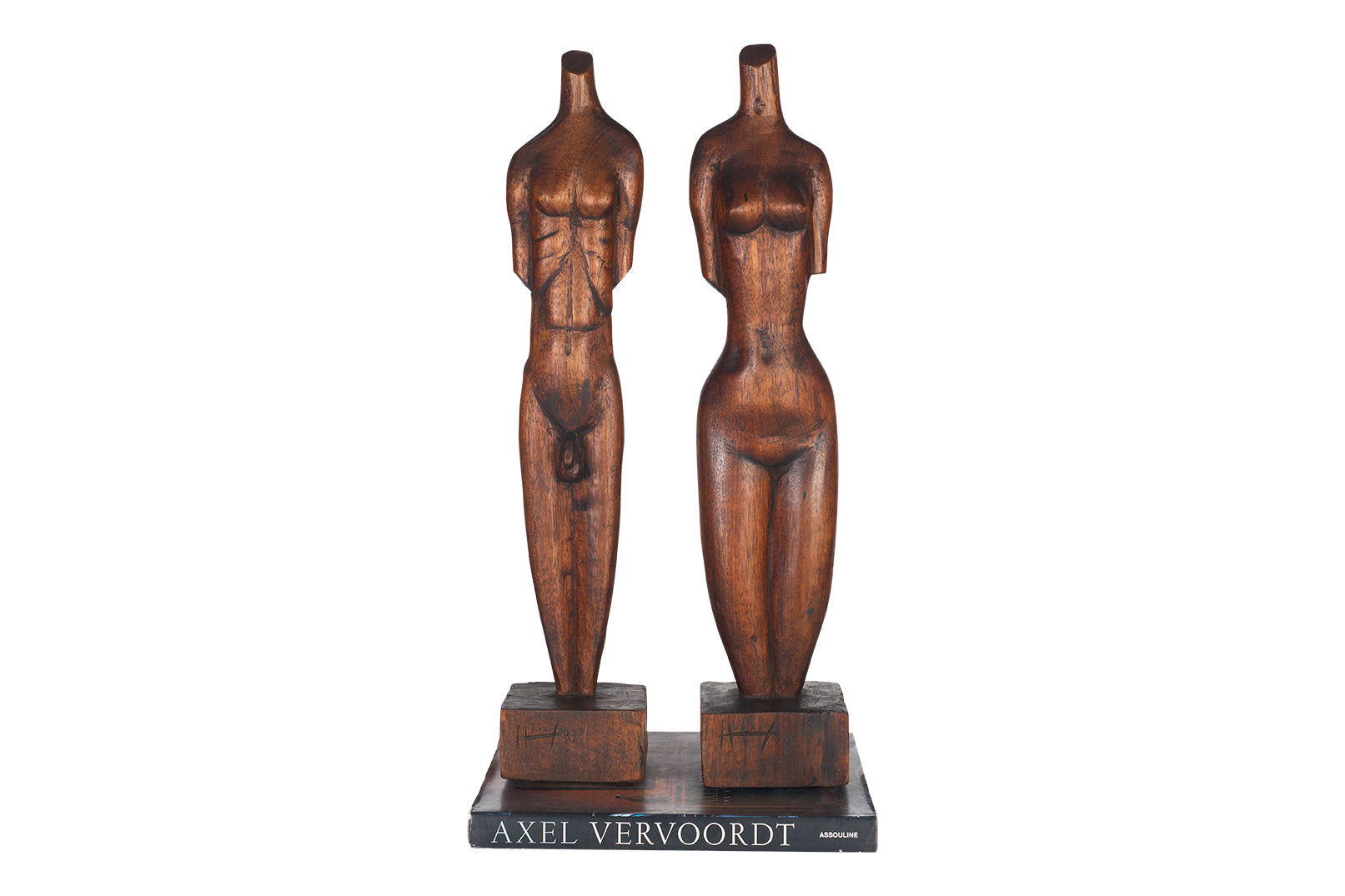 Pair of Carved Wooden Torso of a Female and Male