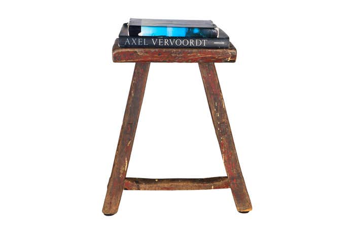 Primitive Red Stool with Slash Marks