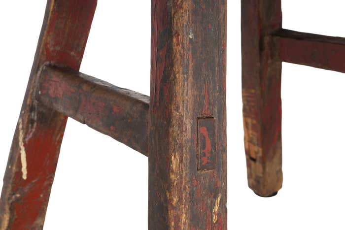 Primitive Red Stool with Slash Marks