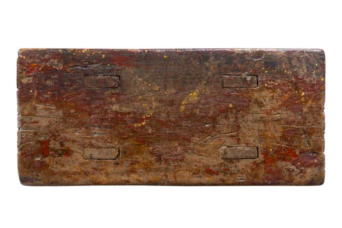 Primitive Red Stool with Slash Marks